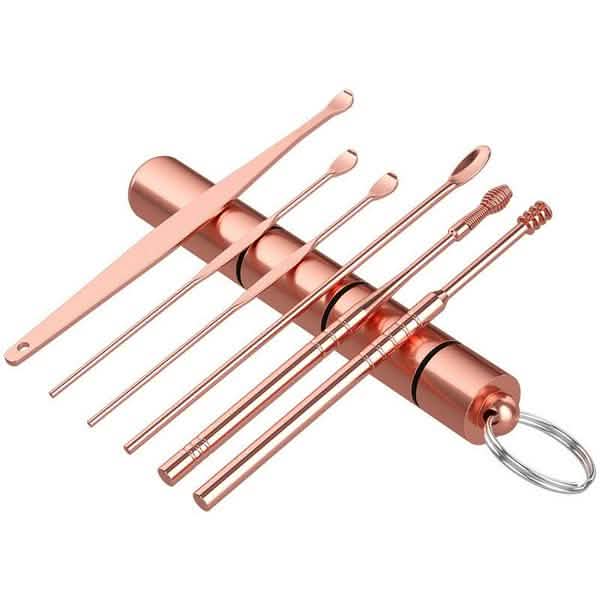 6-Piece: Portable Stainless Steel Ear Pick Set Rose Gold Beauty & Personal Care - Tophatter Daily Deals