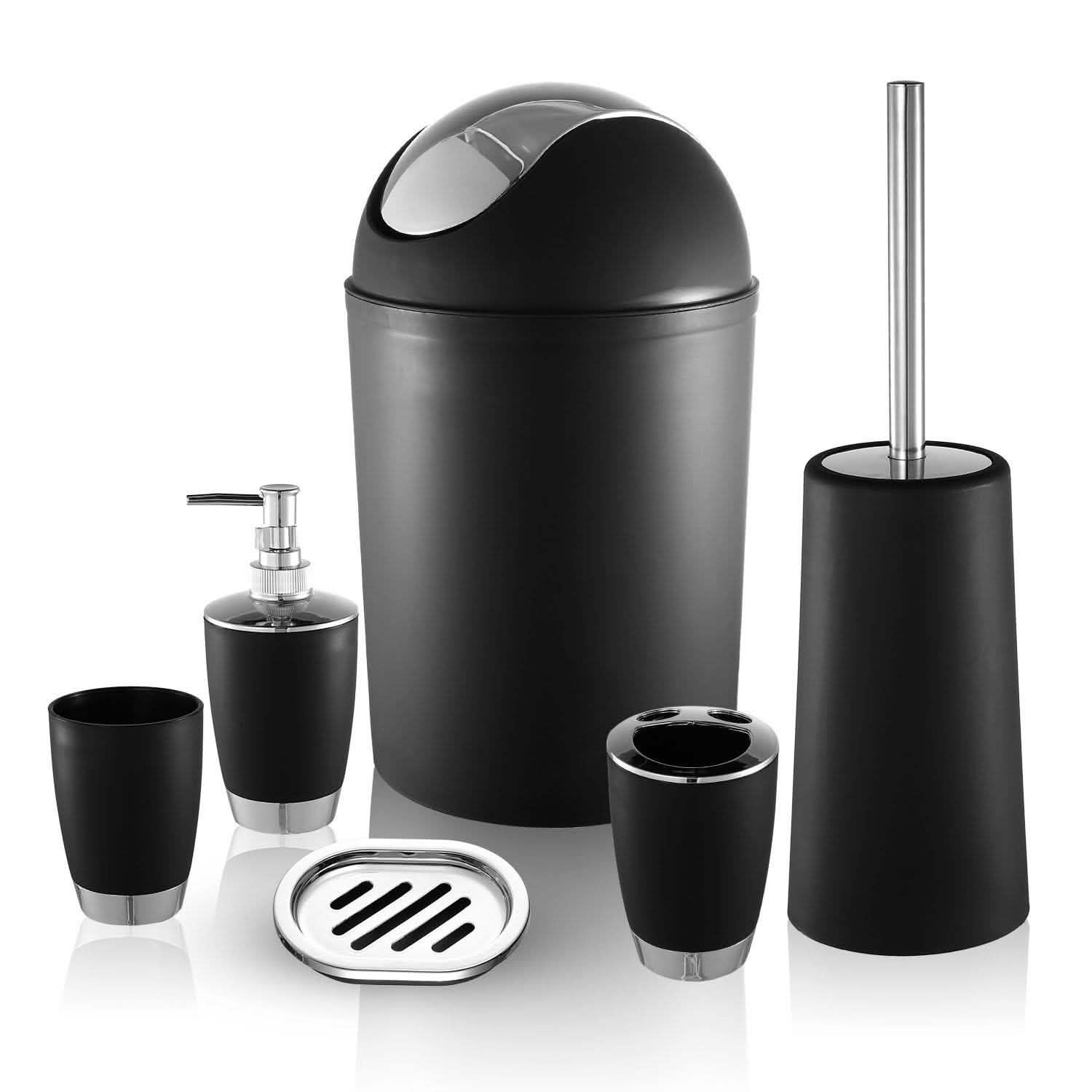 6-Piece Set: Bathroom Accessories Black Bath - Tophatter Daily Deals
