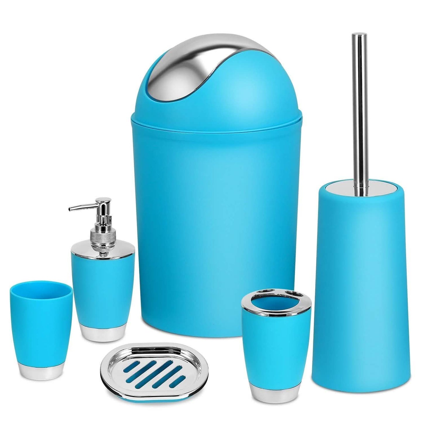 6-Piece Set: Bathroom Accessories Blue Bath - Tophatter Daily Deals