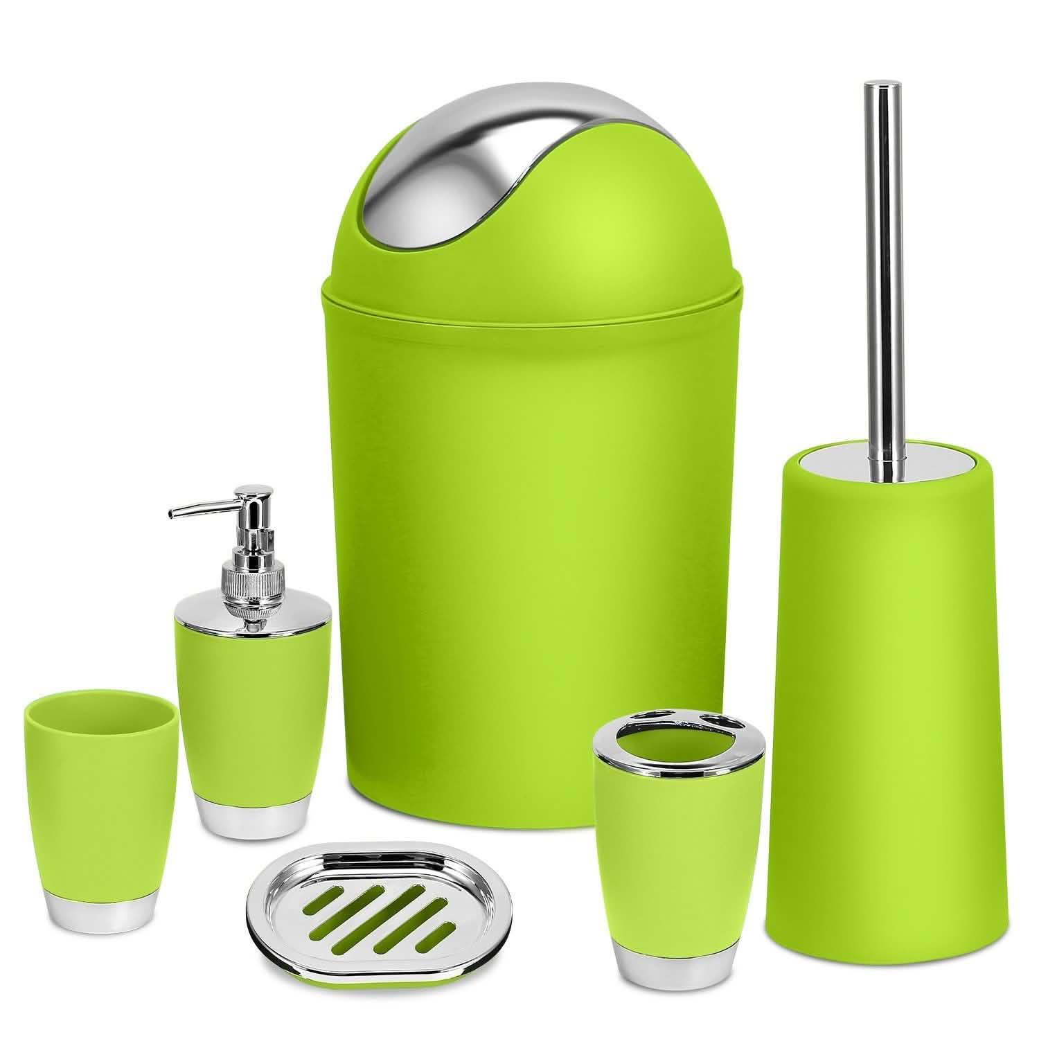 6-Piece Set: Bathroom Accessories Green Bath - Tophatter Daily Deals