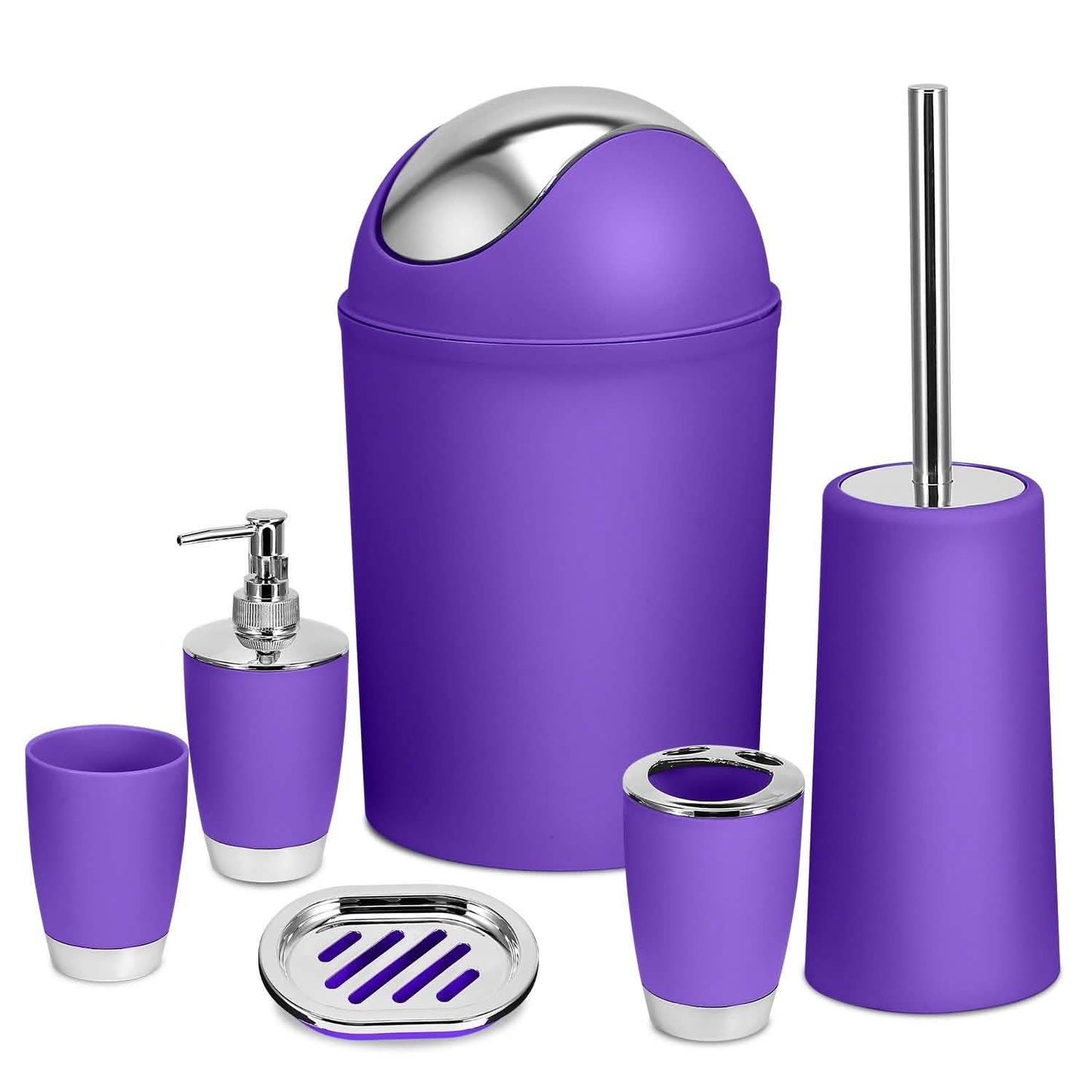 6-Piece Set: Bathroom Accessories Purple Bath - Tophatter Daily Deals