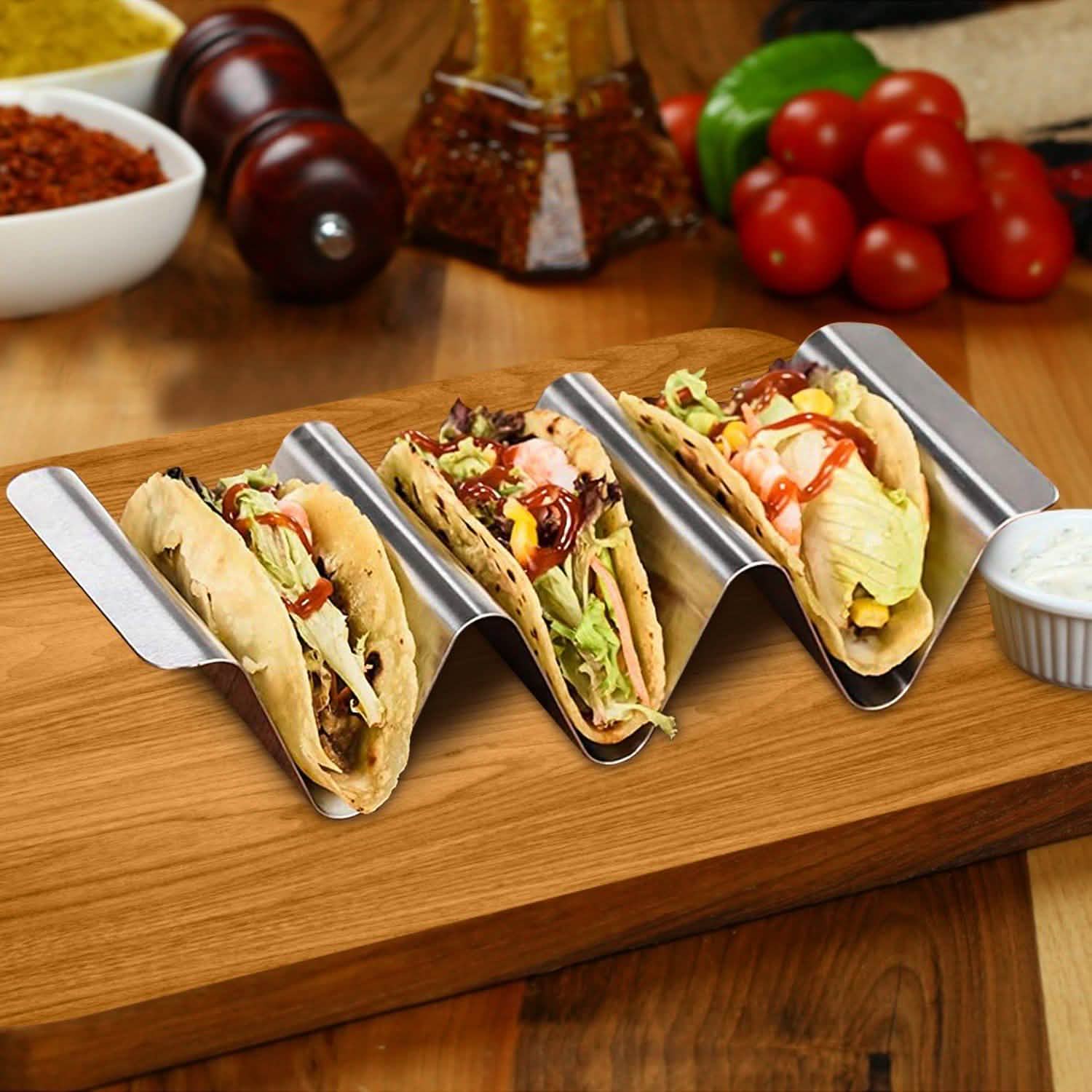 6-Piece: Stainless Steel Taco Holders Kitchen Tools & Gadgets - Tophatter Daily Deals