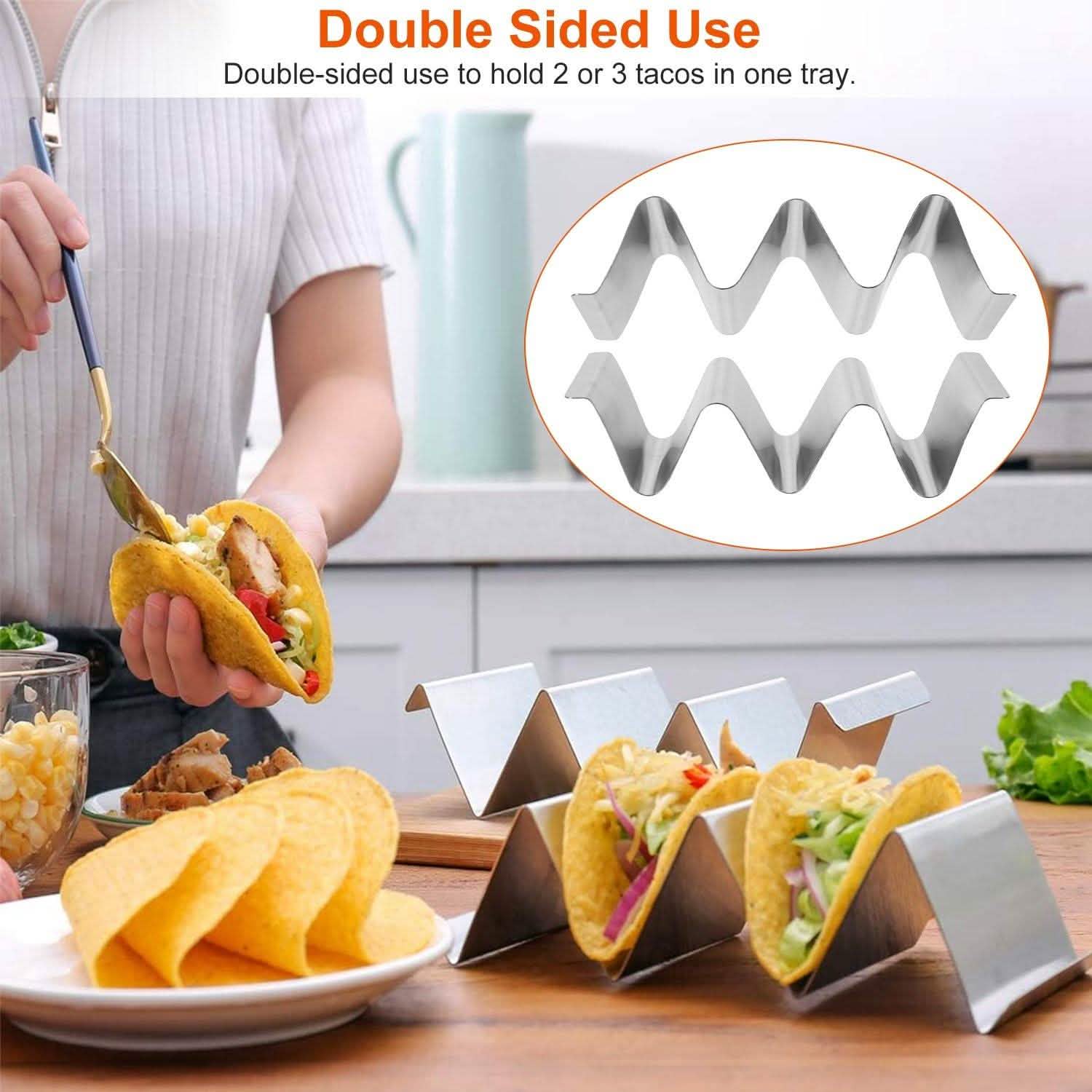 6-Piece: Stainless Steel Taco Holders Kitchen Tools & Gadgets - Tophatter Daily Deals