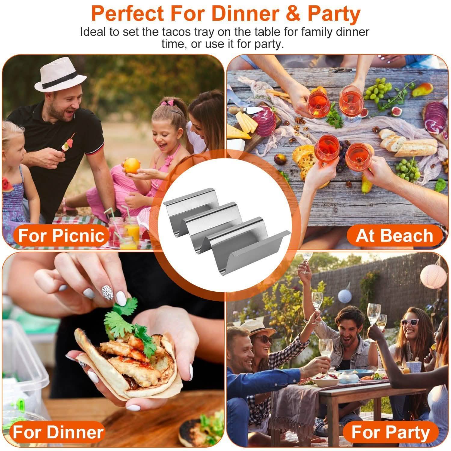 6-Piece: Stainless Steel Taco Holders Kitchen Tools & Gadgets - Tophatter Daily Deals