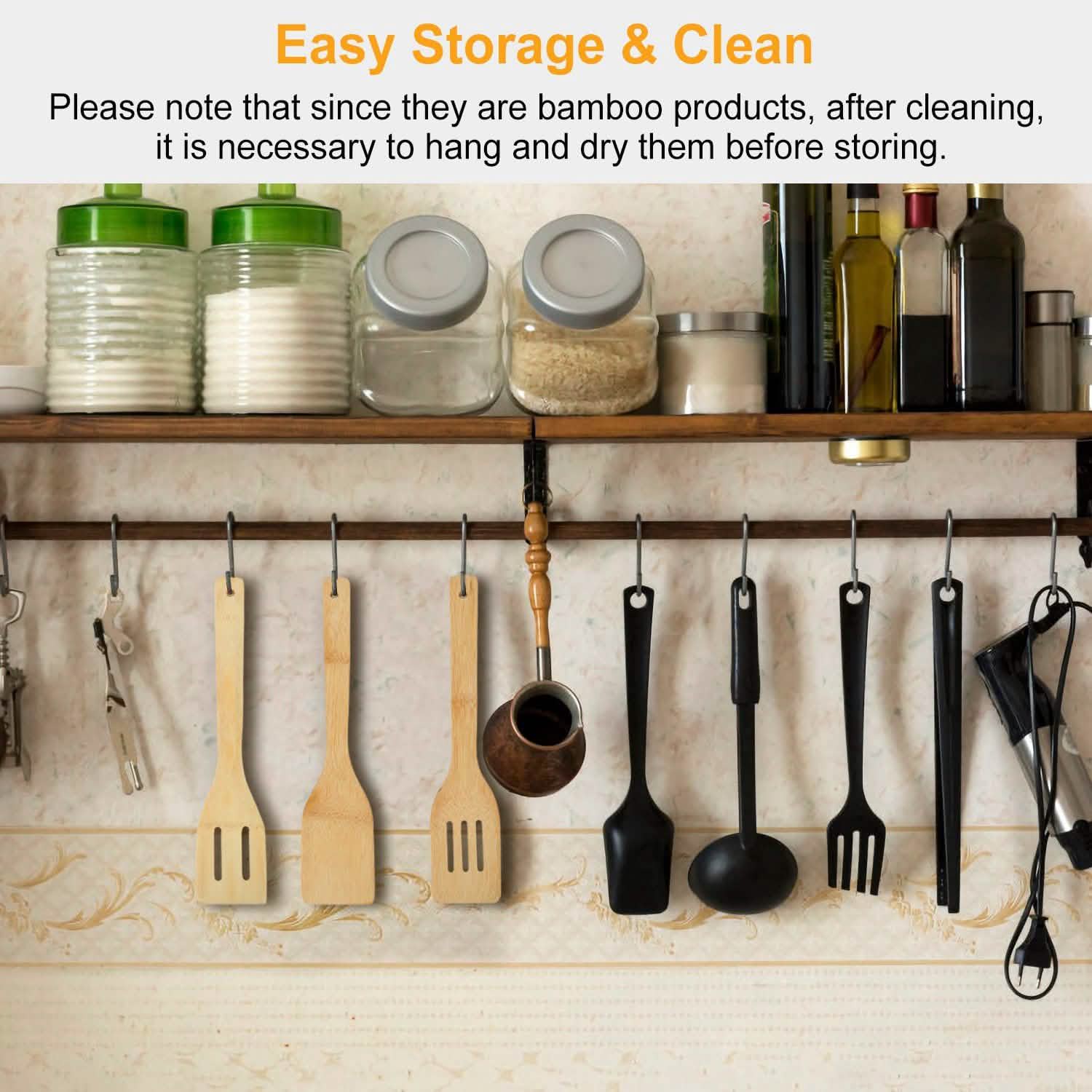 6-Pieces: Cooking Utensil Bamboo Wooden Spoons Kitchen Tools & Gadgets - Tophatter Daily Deals