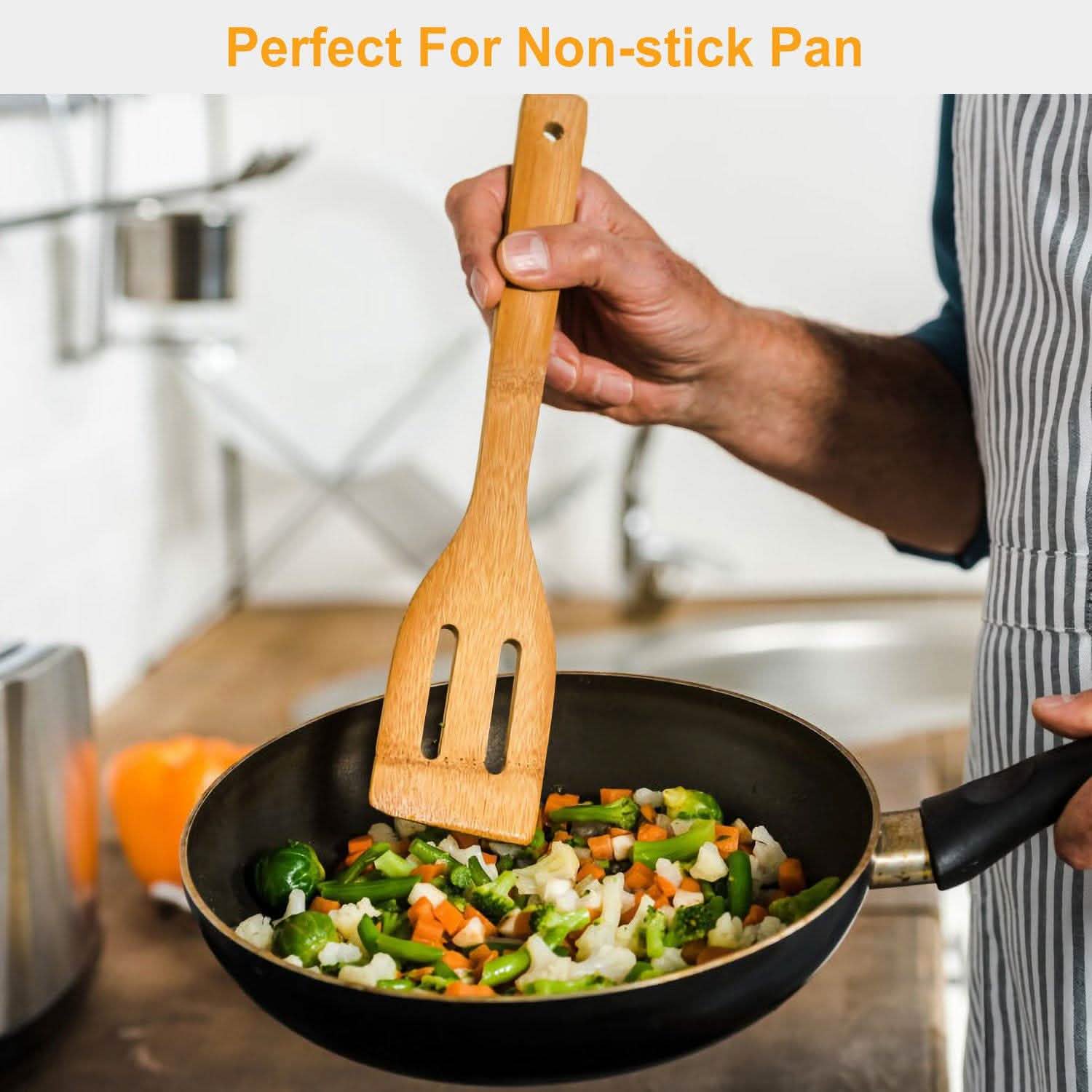 6-Pieces: Cooking Utensil Bamboo Wooden Spoons Kitchen Tools & Gadgets - Tophatter Daily Deals