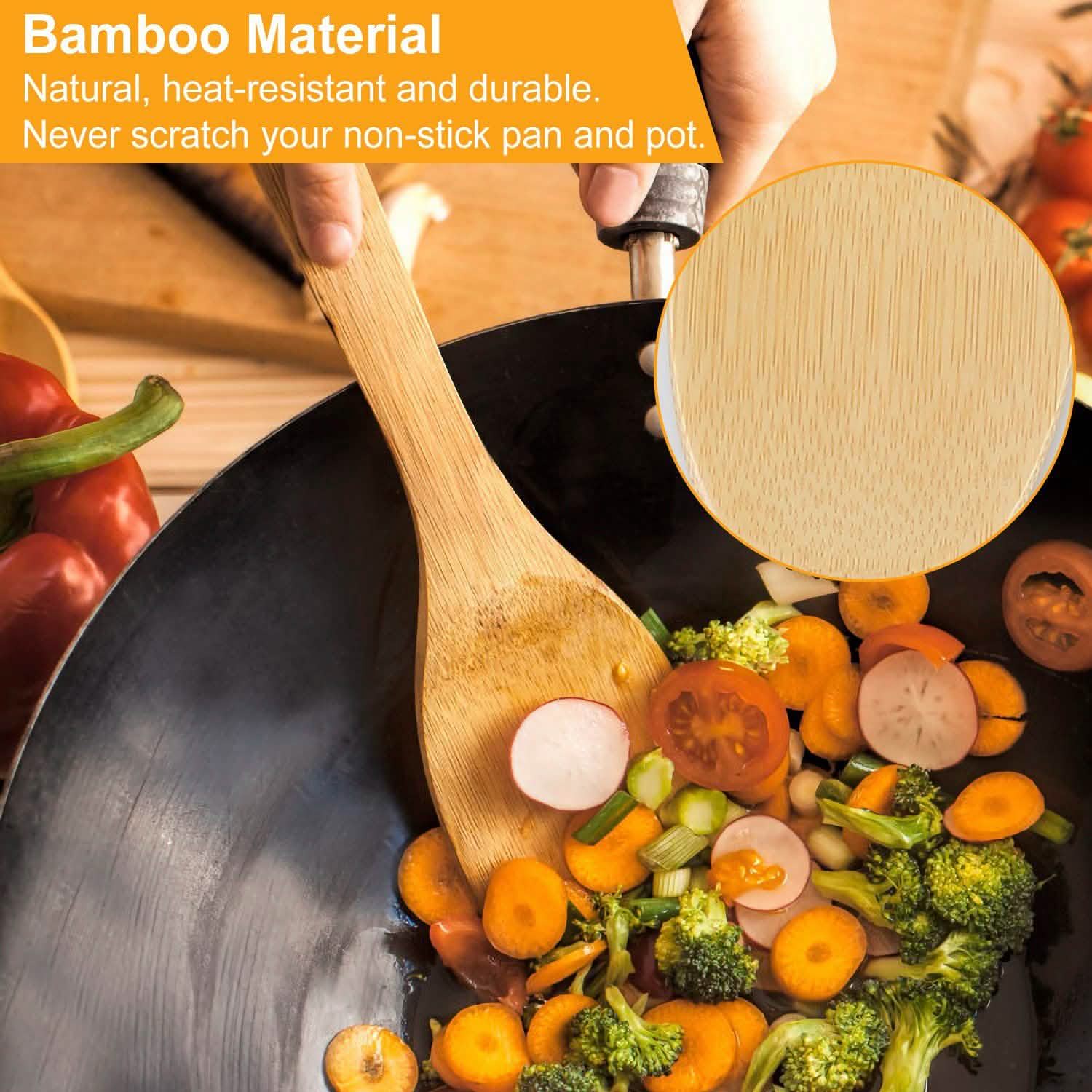 6-Pieces: Cooking Utensil Bamboo Wooden Spoons Kitchen Tools & Gadgets - Tophatter Daily Deals