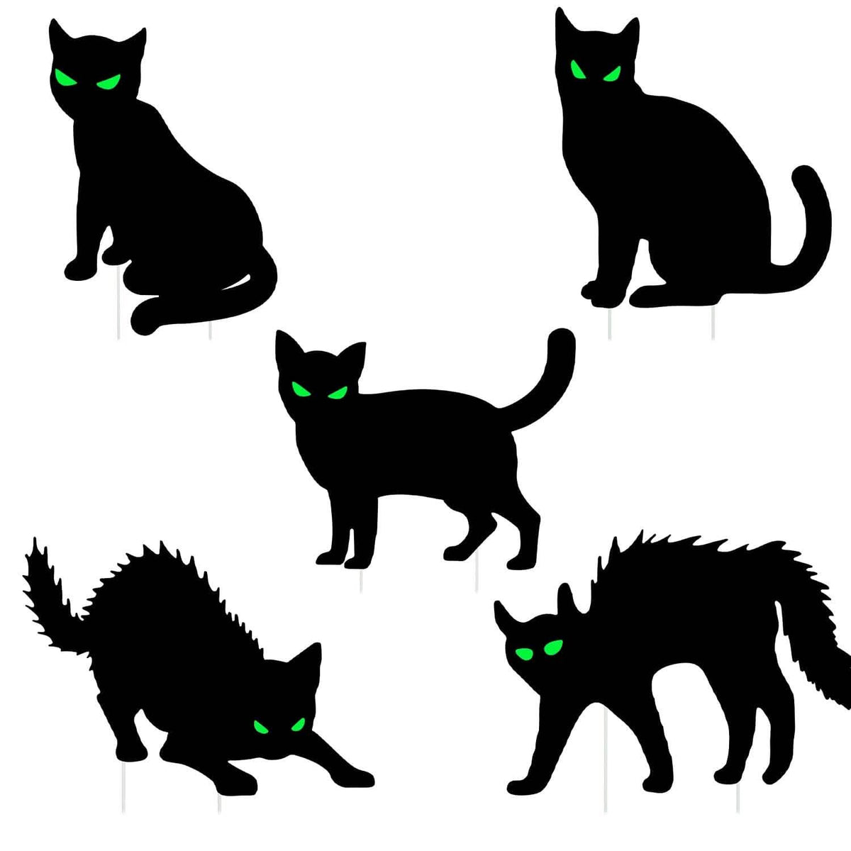 6-Pieces: Glow in the Dark Halloween Yard Sign Decorations with 12 Stakes Cat Seasonal Decor - Tophatter Daily Deals