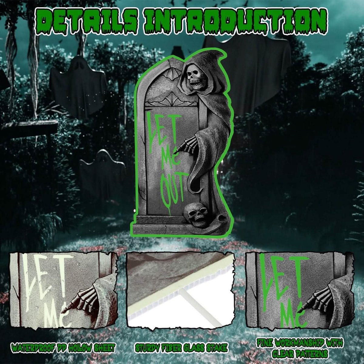 6-Pieces: Glow in the Dark Halloween Yard Sign Decorations with 12 Stakes Seasonal Decor - Tophatter Daily Deals