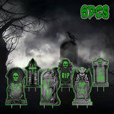 6-Pieces: Glow in the Dark Halloween Yard Sign Decorations with 12 Stakes Seasonal Decor - Tophatter Daily Deals