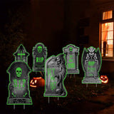 6-Pieces: Glow in the Dark Halloween Yard Sign Decorations with 12 Stakes Seasonal Decor - Tophatter Daily Deals