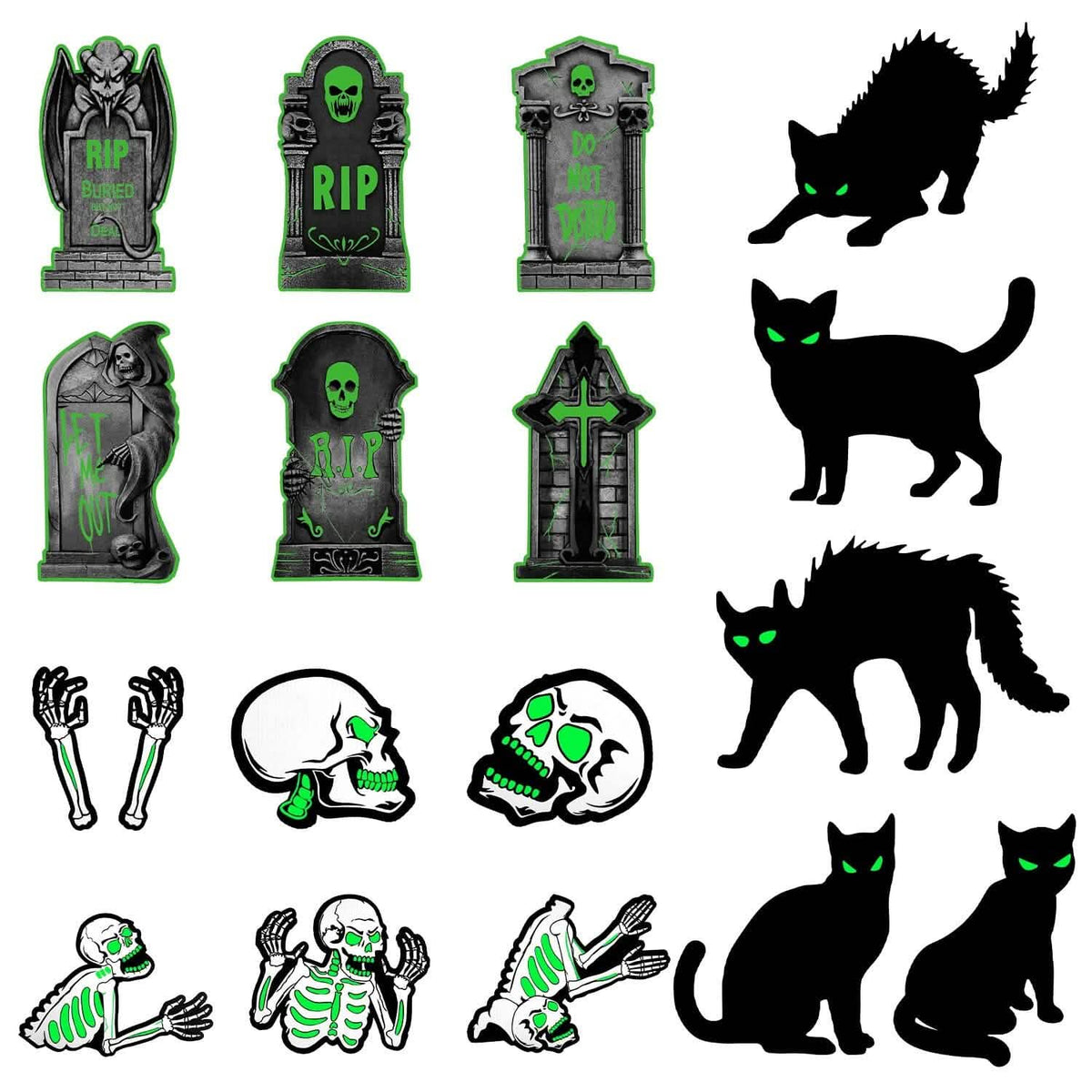 6-Pieces: Glow in the Dark Halloween Yard Sign Decorations with 12 Stakes Seasonal Decor - Tophatter Daily Deals