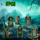 6-Pieces: Glow in the Dark Halloween Yard Sign Decorations with 12 Stakes Seasonal Decor - Tophatter Daily Deals