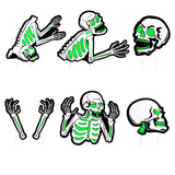 6-Pieces: Glow in the Dark Halloween Yard Sign Decorations with 12 Stakes Skull Seasonal Decor - Tophatter Daily Deals
