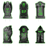 6-Pieces: Glow in the Dark Halloween Yard Sign Decorations with 12 Stakes Tomb Seasonal Decor - Tophatter Daily Deals