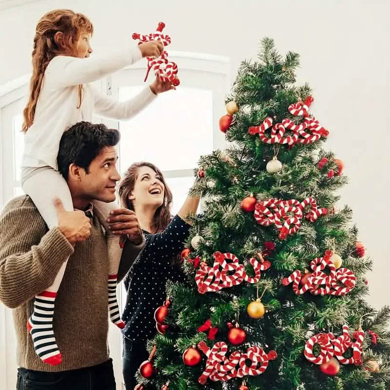6-Pieces: Red White Candy Christmas Tree Decorations Seasonal Decor - Tophatter Daily Deals