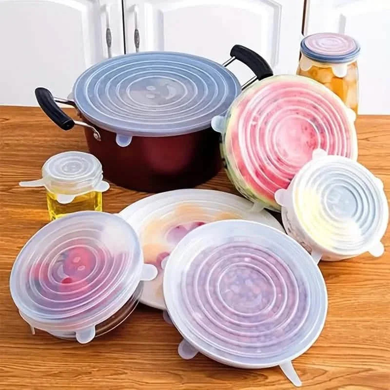 6-Pieces: Reusable Durable Food Storage Bowl Lids Food Storage Containers - Tophatter Daily Deals