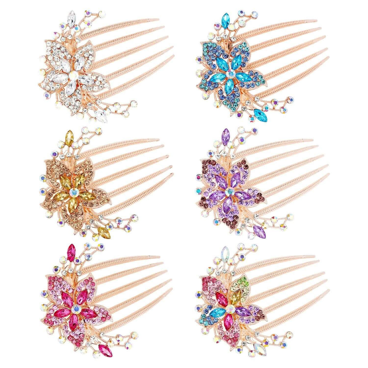 6-Pieces: Rhinestone Encrusted Hairpin Barrette Accessory Beauty & Personal Care - Tophatter Daily Deals