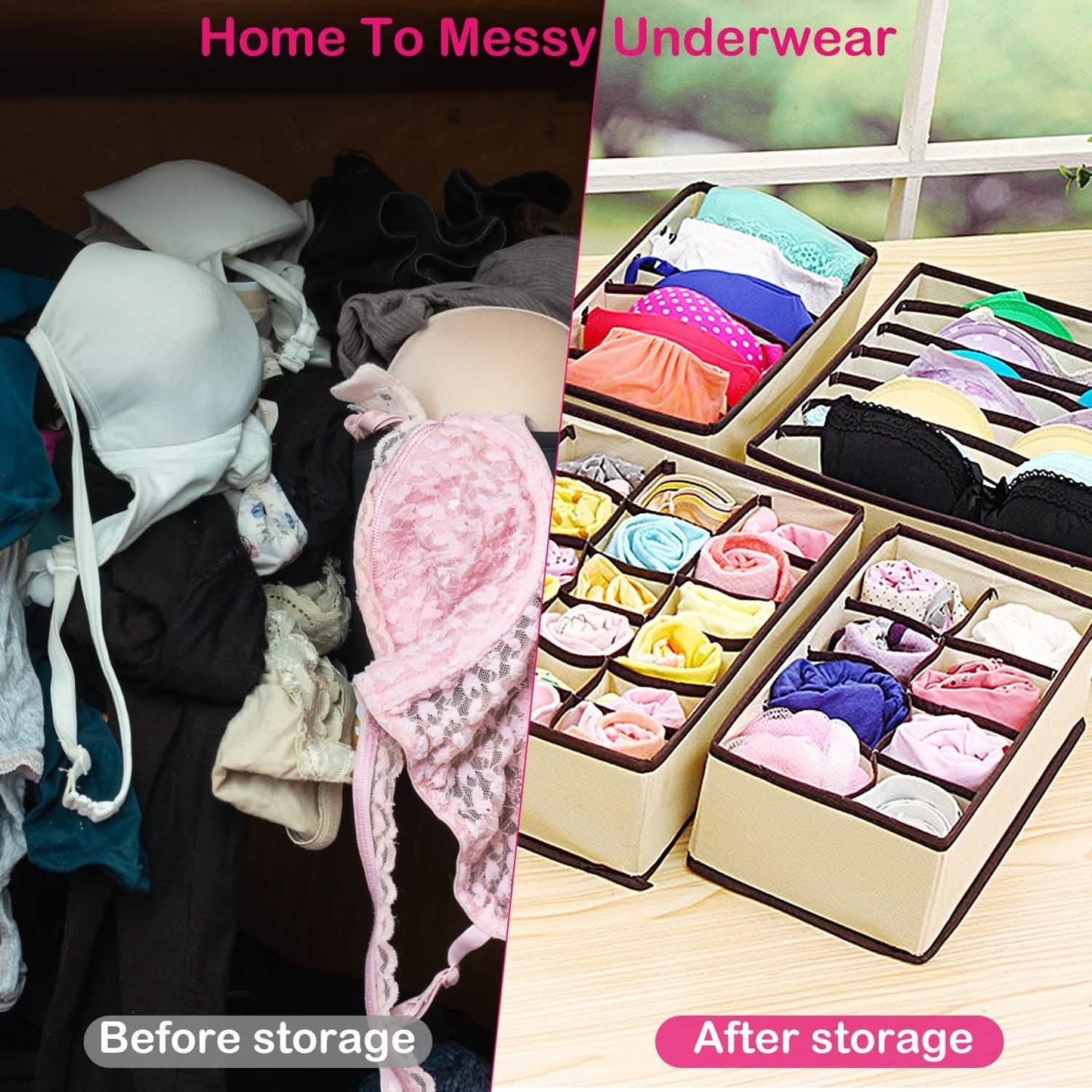 6-Pieces Set: Foldable Underwear Organizer Divider Container Storage & Organization - Tophatter Daily Deals