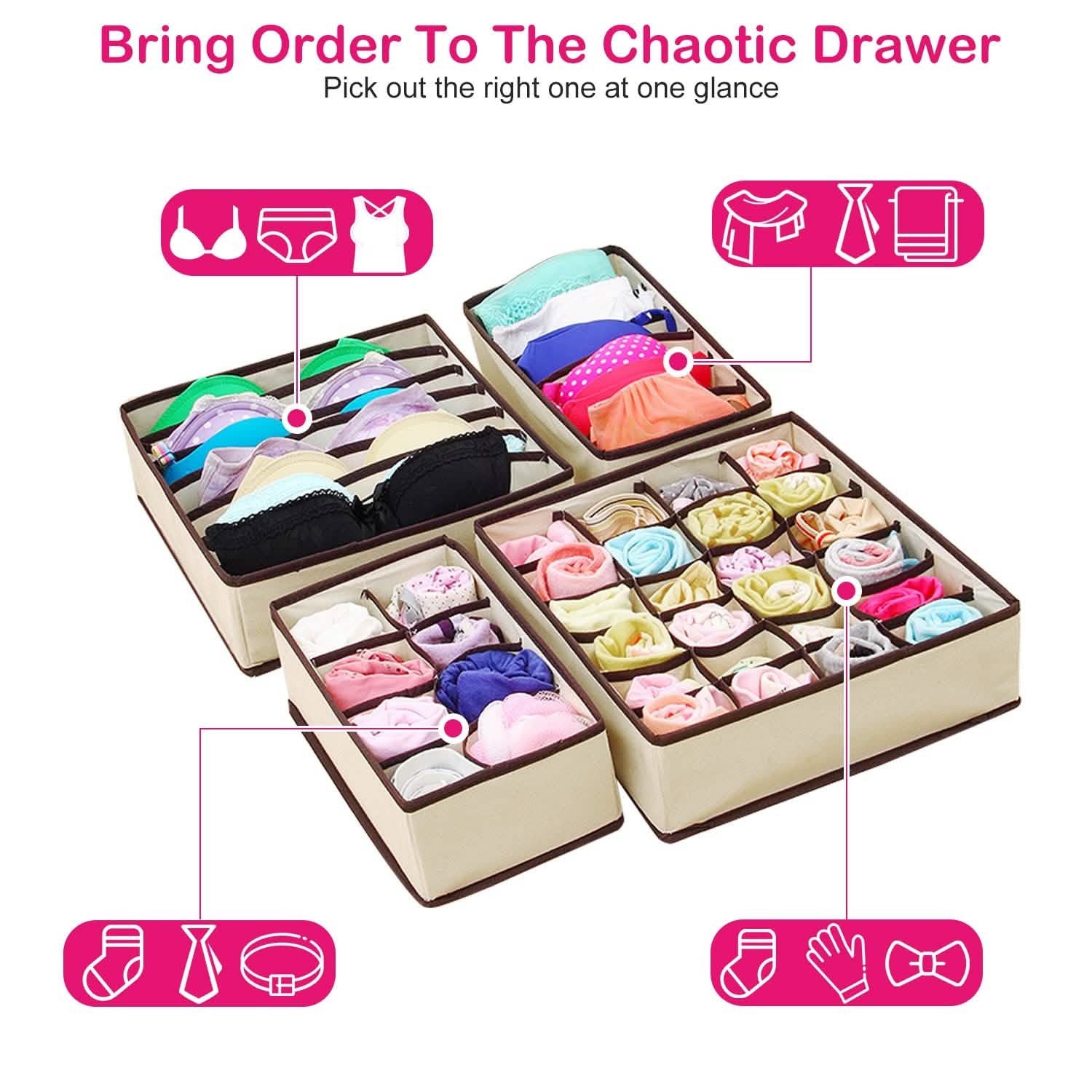 6-Pieces Set: Foldable Underwear Organizer Divider Container Storage & Organization - Tophatter Daily Deals