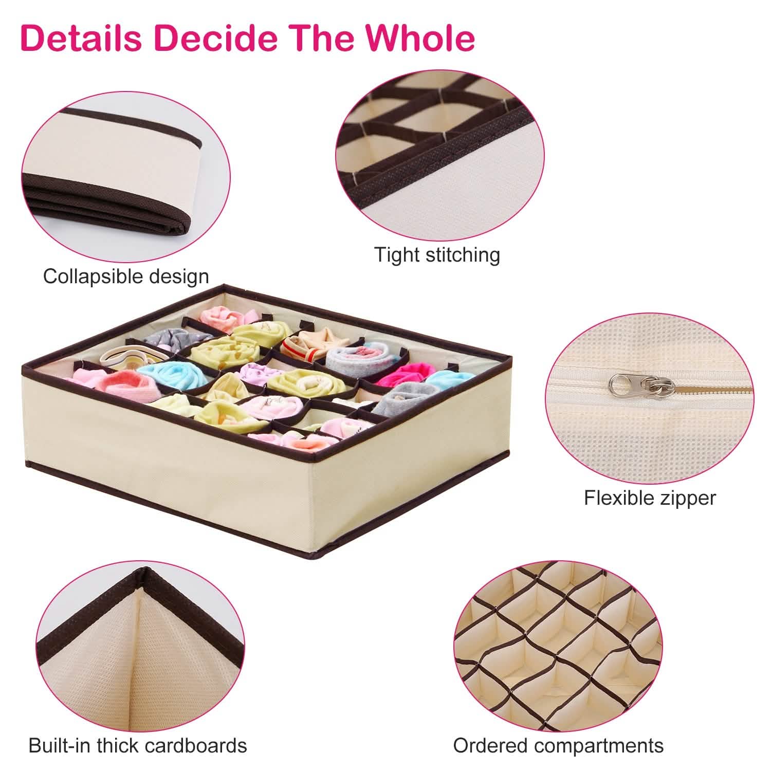 6-Pieces Set: Foldable Underwear Organizer Divider Container Storage & Organization - Tophatter Daily Deals