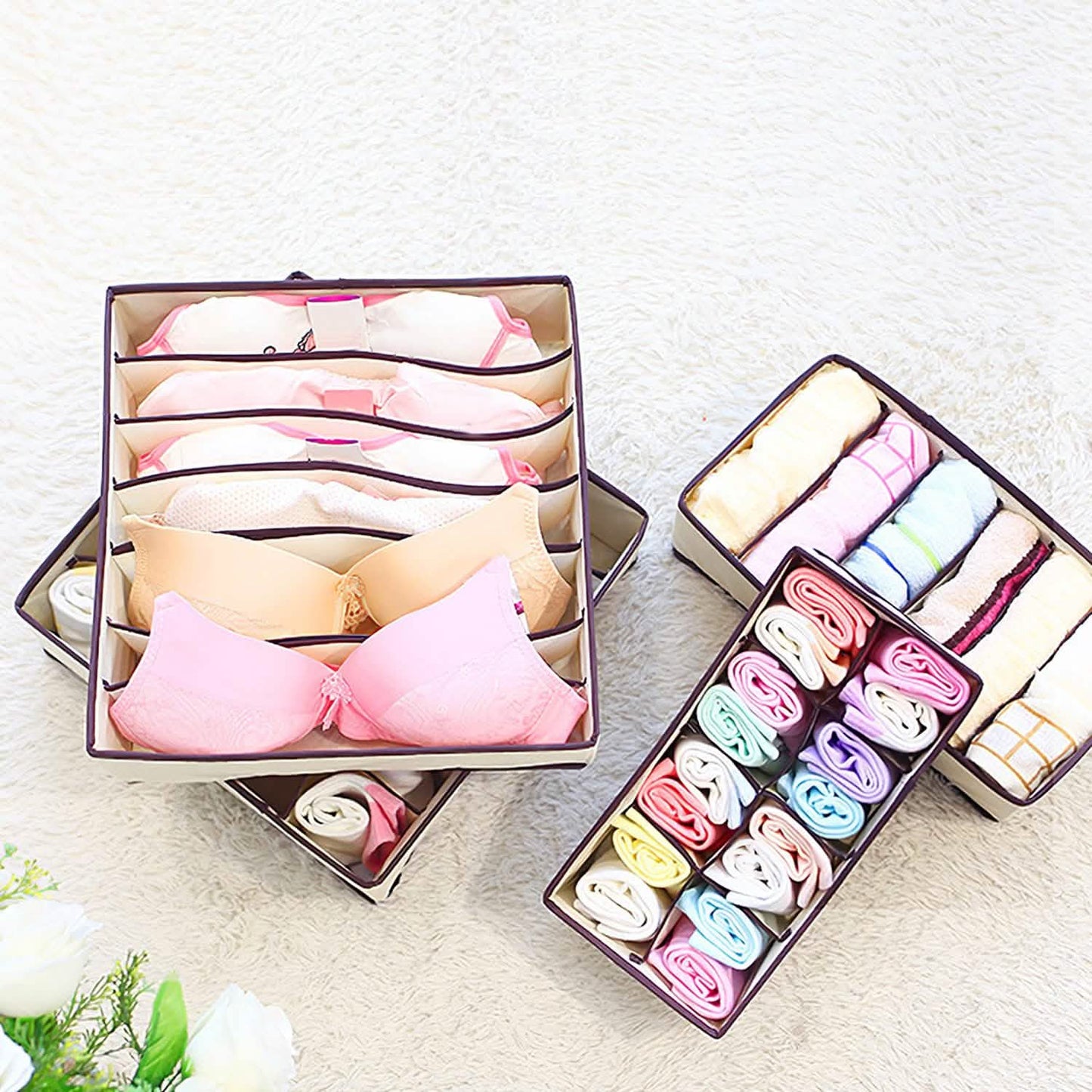 6-Pieces Set: Foldable Underwear Organizer Divider Container Storage & Organization - Tophatter Daily Deals