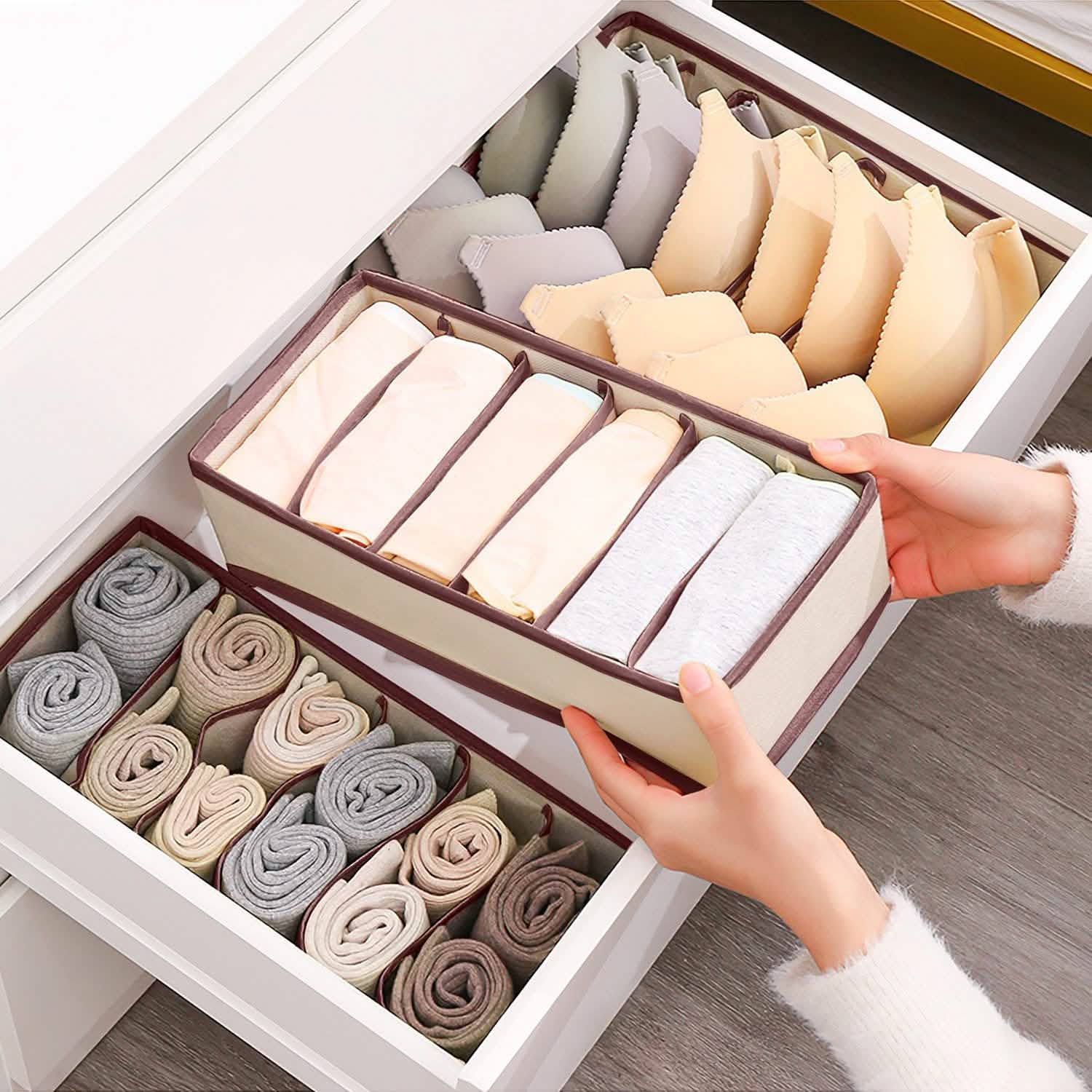 6-Pieces Set: Foldable Underwear Organizer Divider Container Storage & Organization - Tophatter Daily Deals