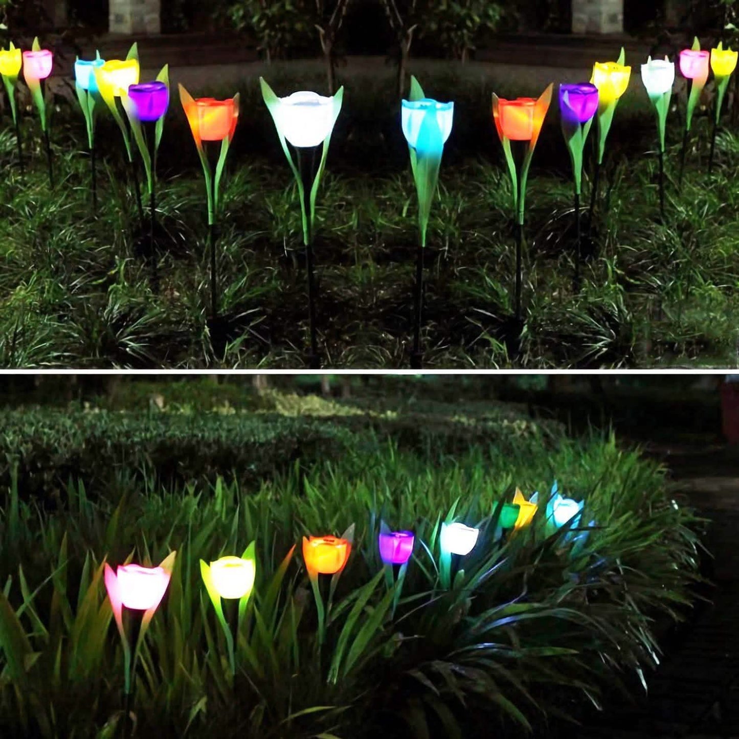 6-Pieces: Solar Garden Tulip Flower Lights Outdoor Lighting - Tophatter Daily Deals