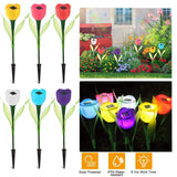6-Pieces: Solar Garden Tulip Flower Lights Outdoor Lighting - Tophatter Daily Deals