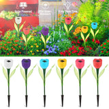 6-Pieces: Solar Garden Tulip Flower Lights Outdoor Lighting - Tophatter Daily Deals