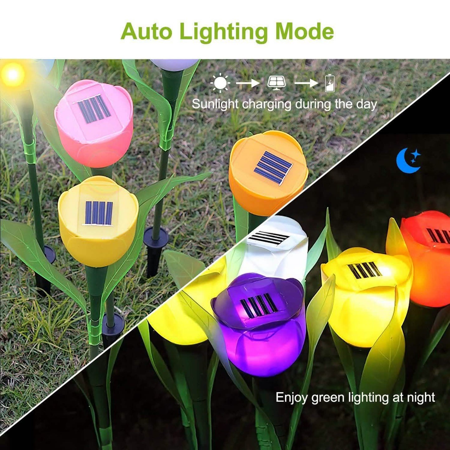 6-Pieces: Solar Garden Tulip Flower Lights Outdoor Lighting - Tophatter Daily Deals