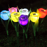 6-Pieces: Solar Garden Tulip Flower Lights Outdoor Lighting - Tophatter Daily Deals