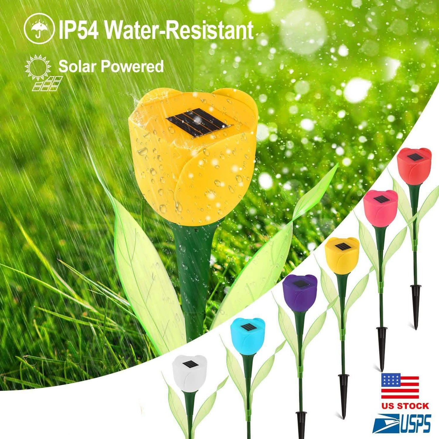 6-Pieces: Solar Garden Tulip Flower Lights Outdoor Lighting - Tophatter Daily Deals