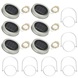 6-Pieces: Solar Powered Mason Jar Lid Lights 20 LEDs String & Fairy Lights - Tophatter Daily Deals