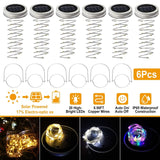 6-Pieces: Solar Powered Mason Jar Lid Lights 20 LEDs String & Fairy Lights - Tophatter Daily Deals