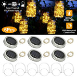 6-Pieces: Solar Powered Mason Jar Lid Lights 20 LEDs String & Fairy Lights - Tophatter Daily Deals