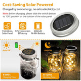 6-Pieces: Solar Powered Mason Jar Lid Lights 20 LEDs String & Fairy Lights - Tophatter Daily Deals