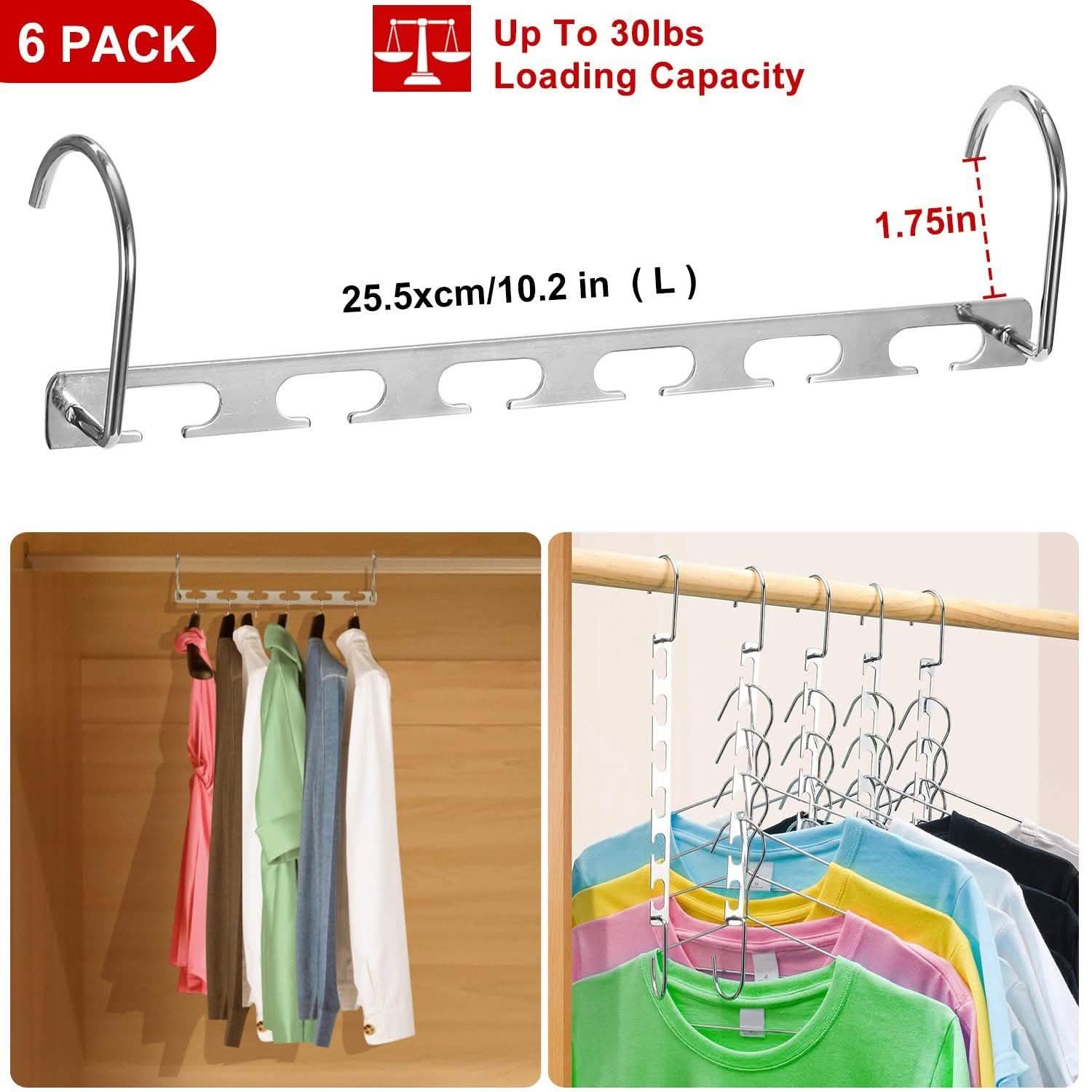 6-Pieces: Space Saving Clothes Hanger Storage & Organization - Tophatter Daily Deals