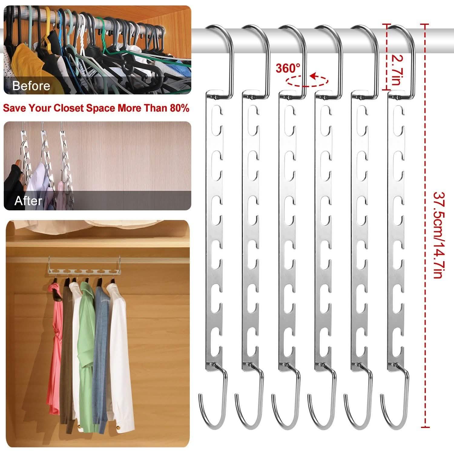 6-Pieces: Space Saving Clothes Hanger Storage & Organization - Tophatter Daily Deals