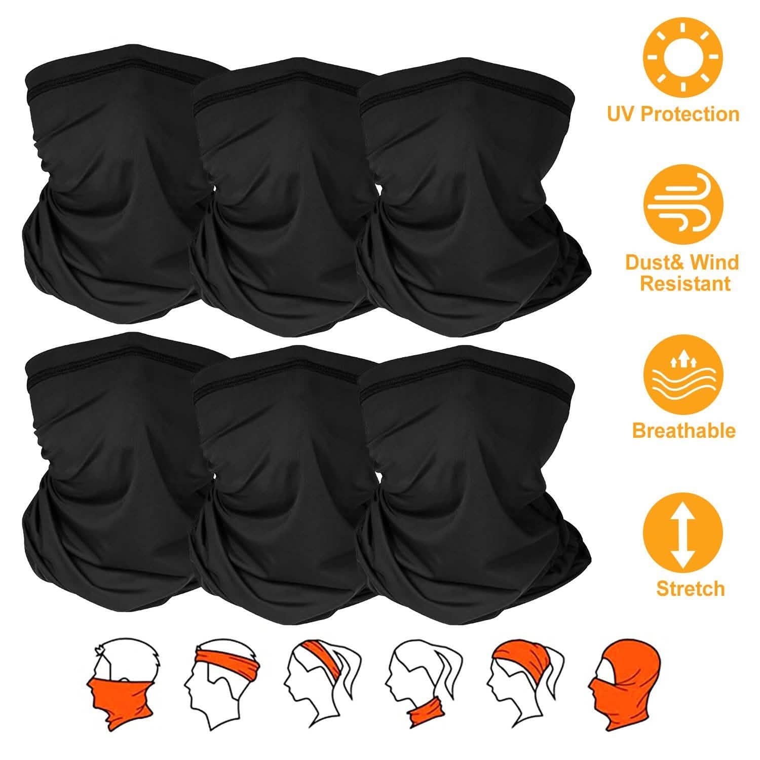 6-Pieces: Summer Neck Gaiter UV Sunscreen Protection Face Mask Face Masks & PPE - Tophatter Daily Deals