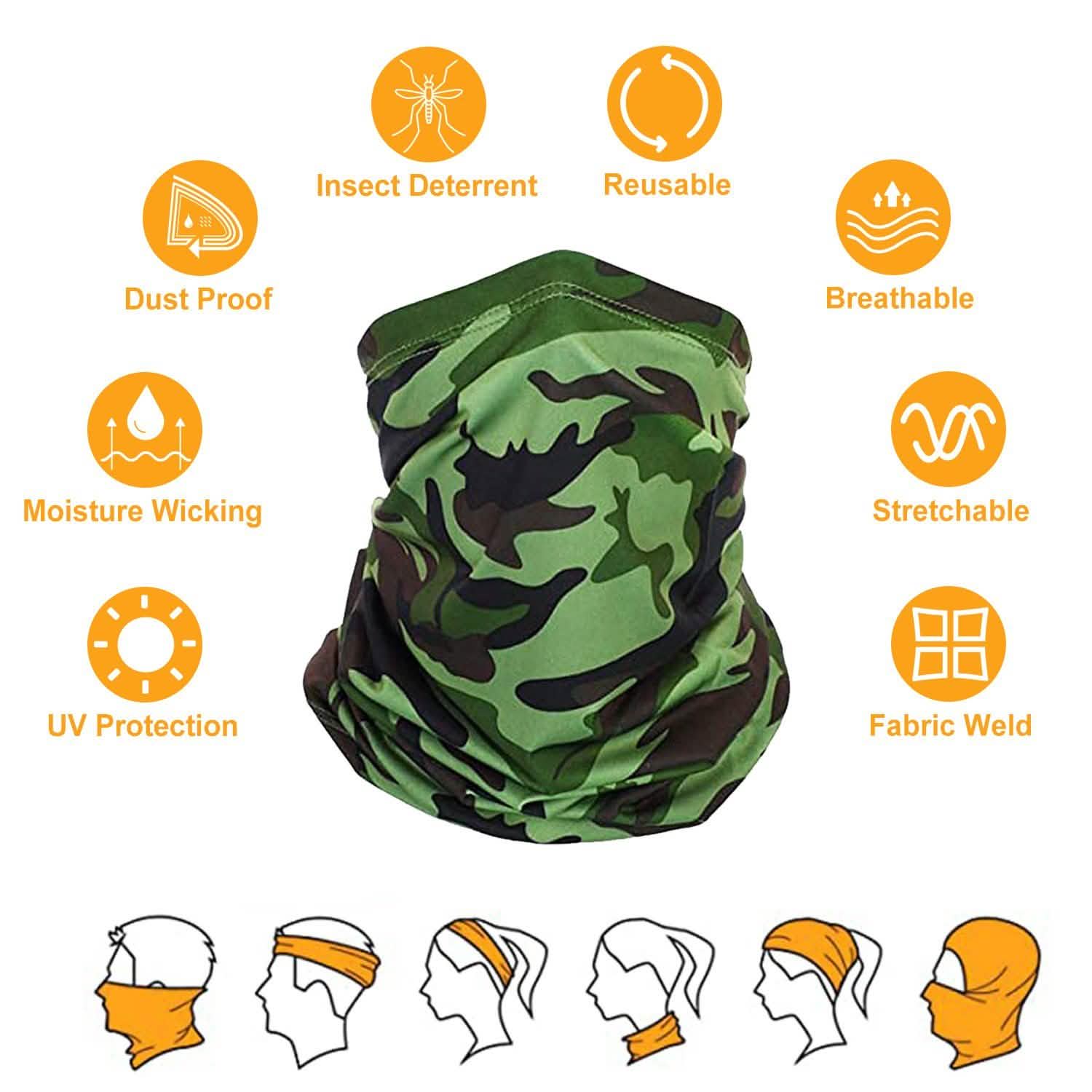 6-Pieces: Summer Neck Gaiter UV Sunscreen Protection Face Mask Scarf Face Masks & PPE - Tophatter Daily Deals