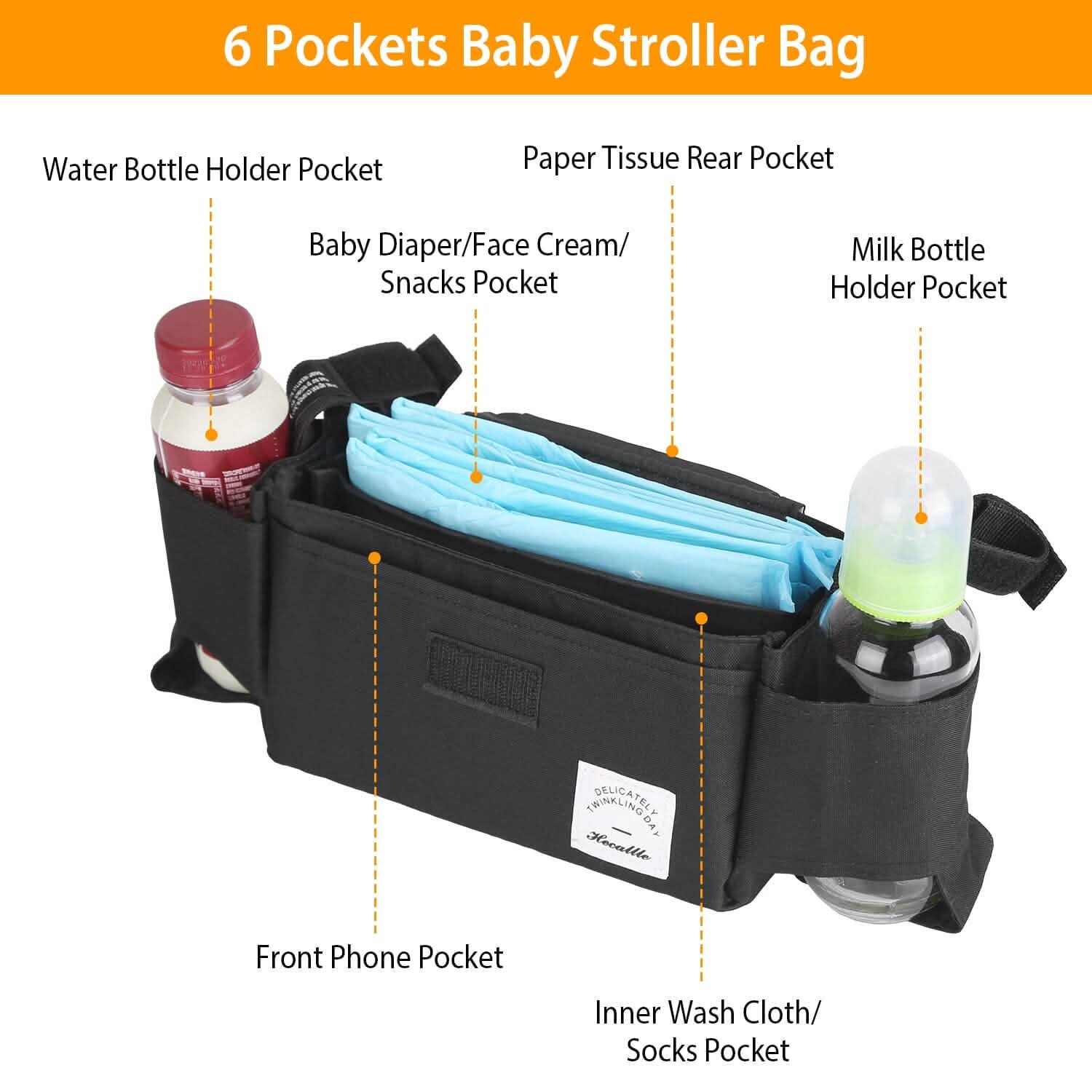 6-Pockets Baby Trolley Bag with Cup Holder Baby Gear - Tophatter Daily Deals