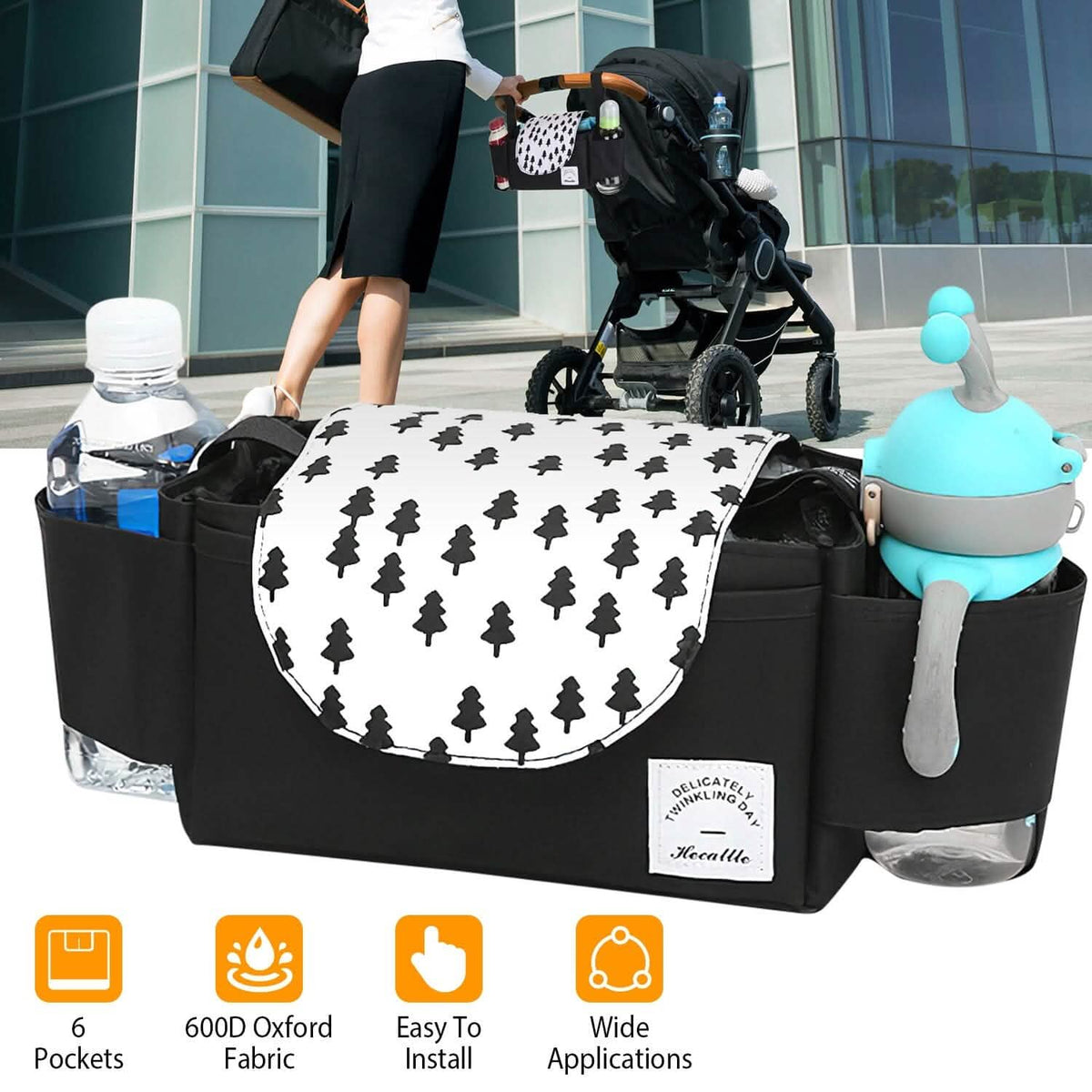 6-Pockets Baby Trolley Bag with Cup Holder Baby Gear - Tophatter Daily Deals