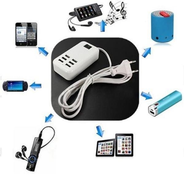 6-Ports USB-Powered Devices Wall Charger Power Adapter USB Power Adapter - Tophatter Daily Deals