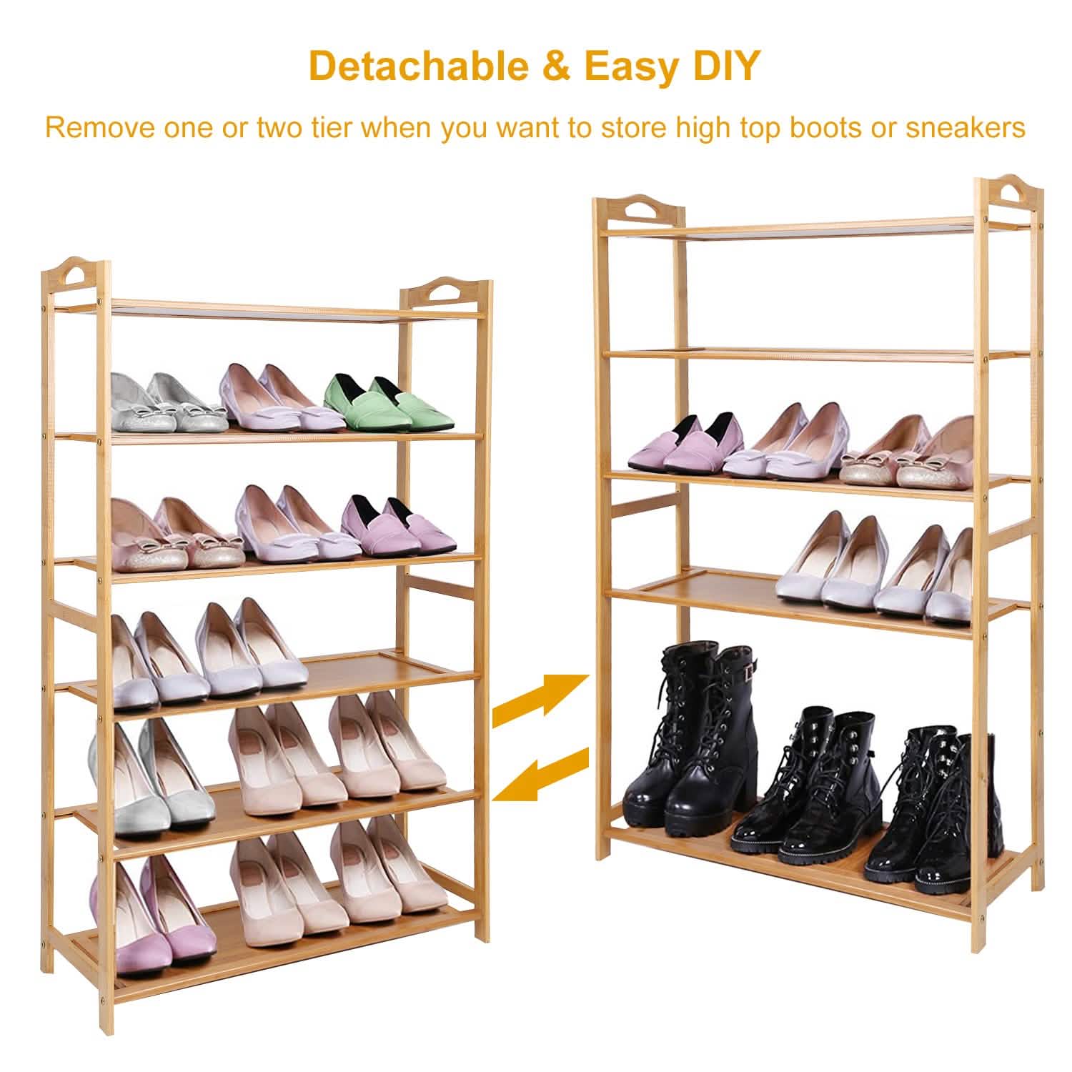 6 Tier Bamboo Shoe Rack Organizer Storage & Organization - Tophatter Daily Deals
