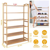 6 Tier Bamboo Shoe Rack Organizer Storage & Organization - Tophatter Daily Deals
