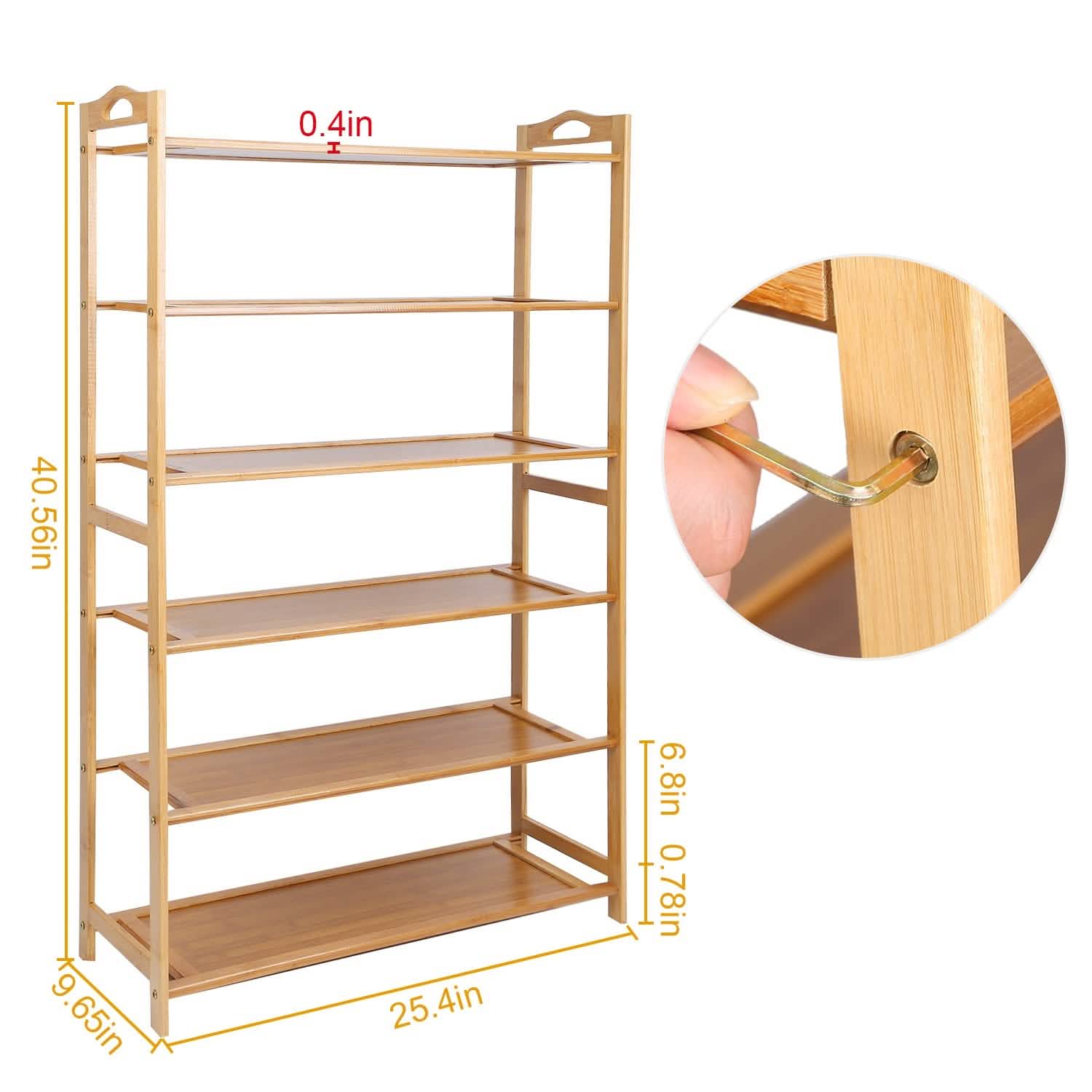 6 Tier Bamboo Shoe Rack Organizer Storage & Organization - Tophatter Daily Deals