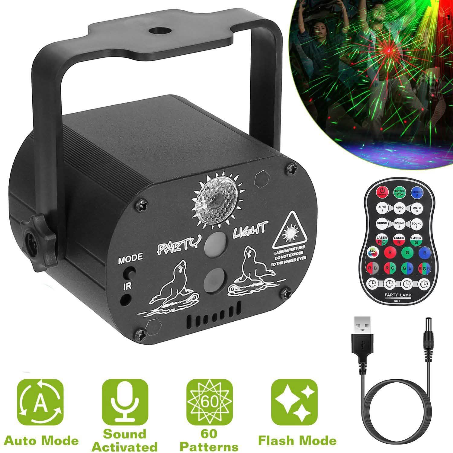 60 Pattern Laser Stage Light Sound Indoor Lighting - Tophatter Daily Deals