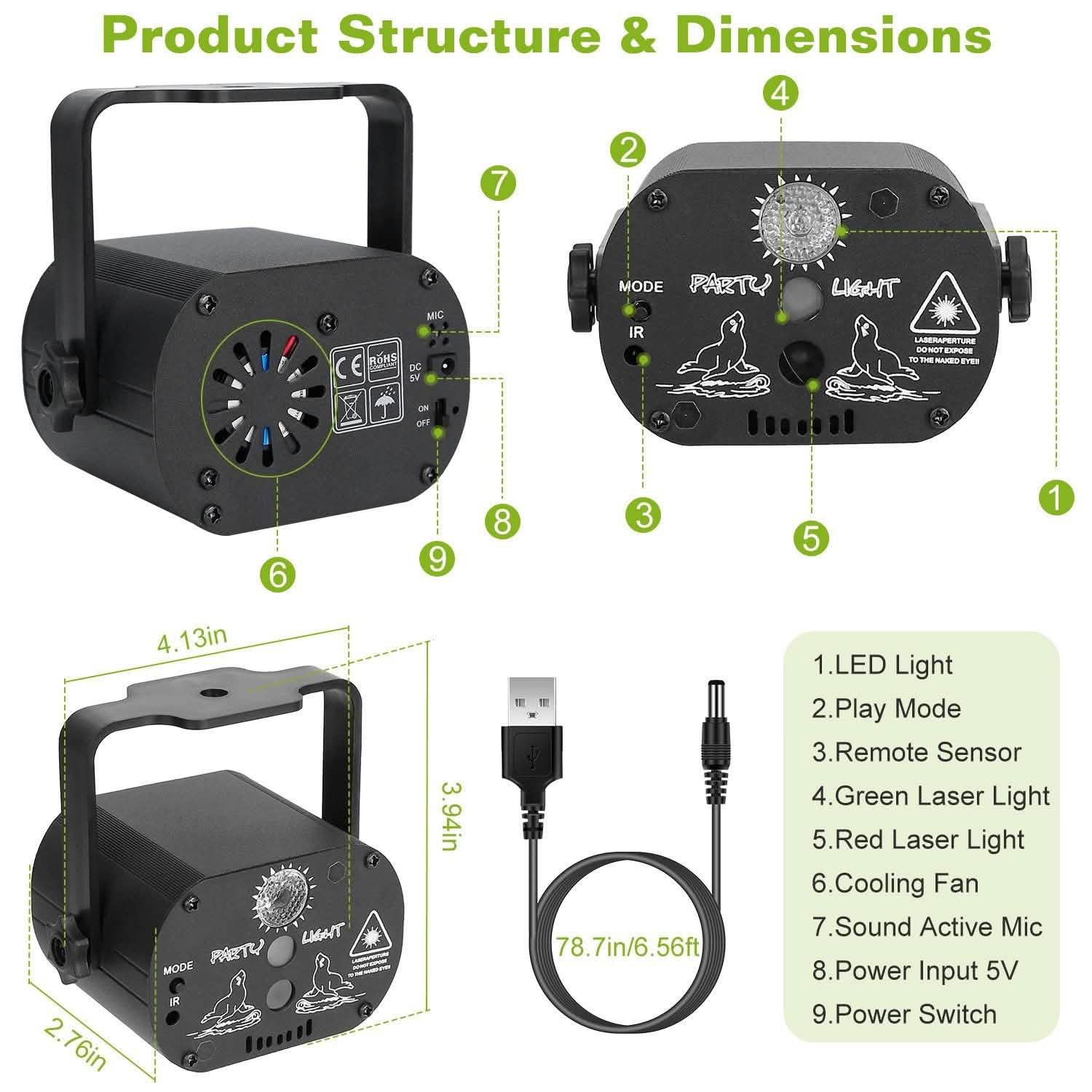 60 Pattern Laser Stage Light Sound Indoor Lighting - Tophatter Daily Deals