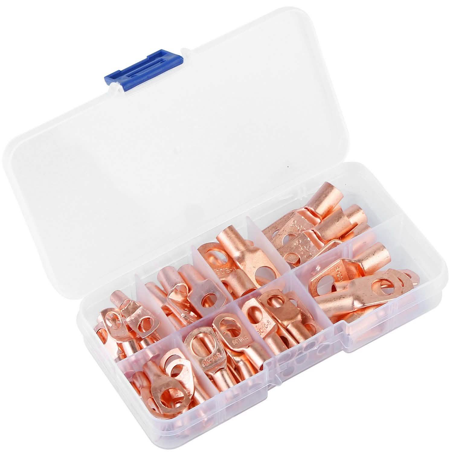 60-Piece: Battery Bare Copper Ring Lug Terminals Home Improvement - Tophatter Daily Deals